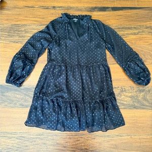 EXPRESS TEXTURED CLIP DOT TIERED TRAPEZE DRESS SIZE XS